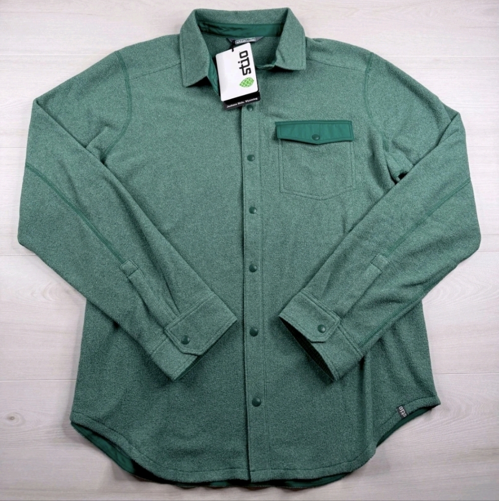 Stio Men's Heather Green Long-Sleeve Button Shirt